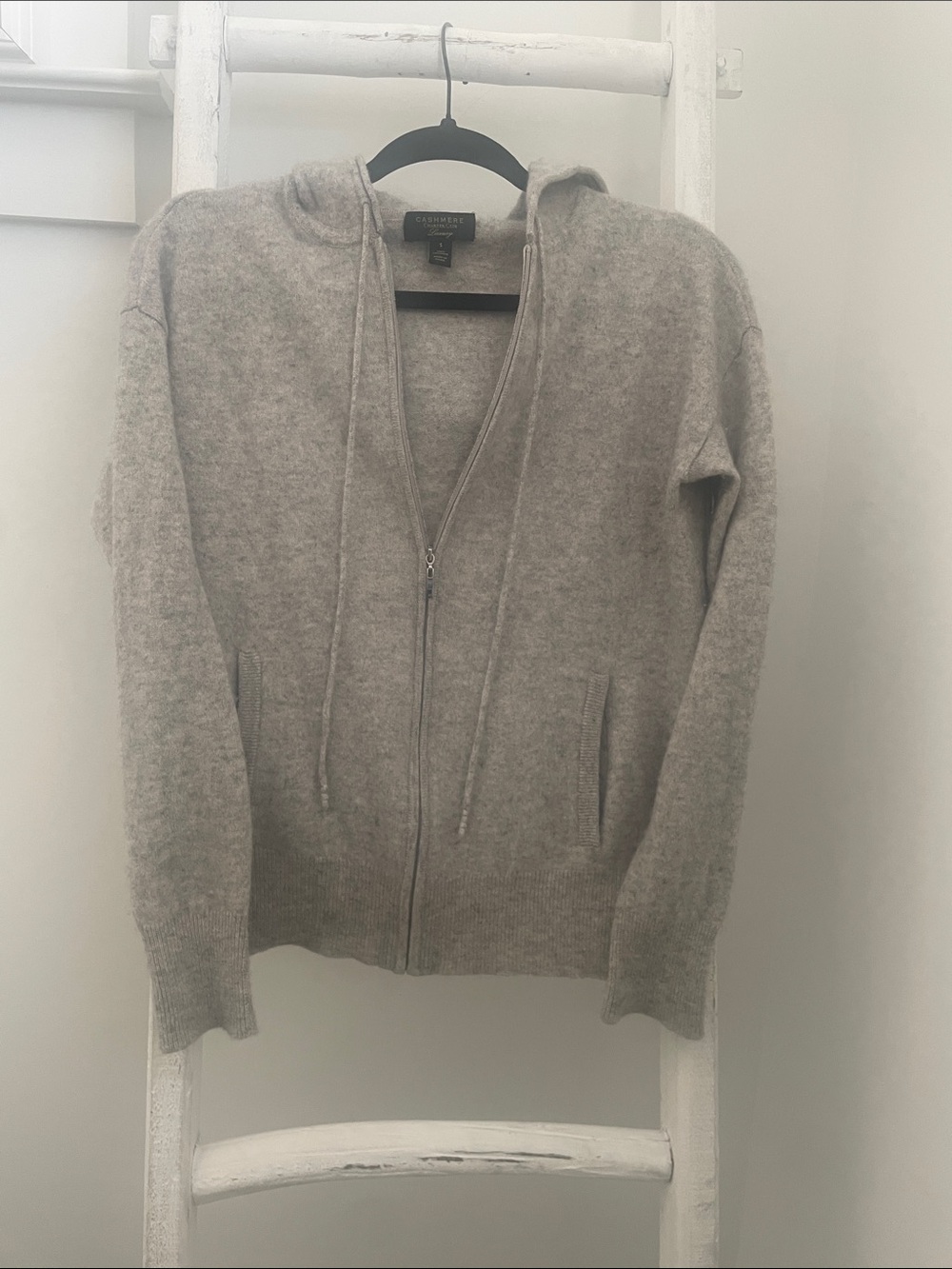 Charter Club Light Gray Zip-Up Hoodie Sweater